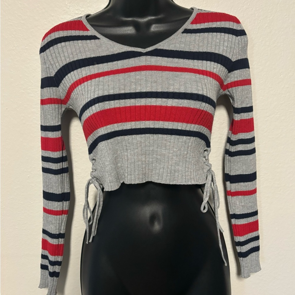 Striped Long Sleeve Crop Top